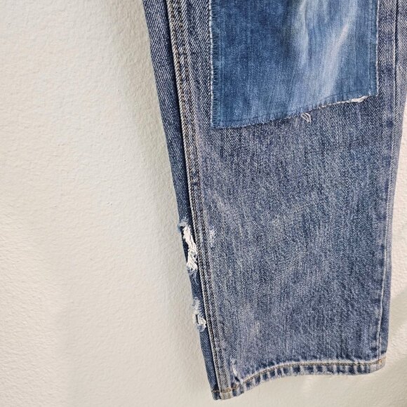 La Vie Rebecca Taylor Jeans Sz 29 Boho Patchwork Denim Straight Leg Button Fly - Picture 11 of 15